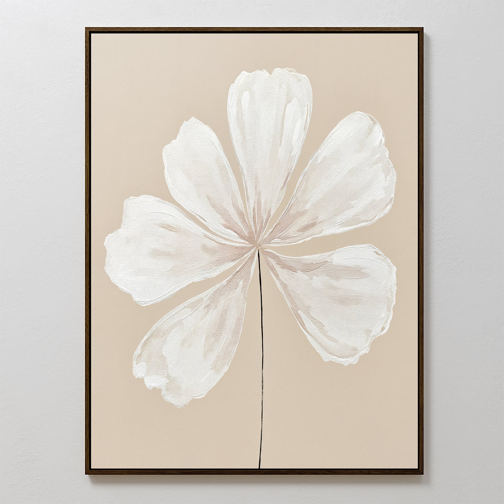 Petals in Quiet Light – beige and white botanical canvas wall art print by Aspire Prints