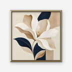 Ivory Magnolia Canvas Art - Square – Gold Floating Frame on white background