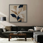 Ivory Magnolia Canvas Art - Square – Silver Floating Frame in room setting