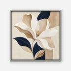 Ivory Magnolia Canvas Art - Square – Silver Floating Frame on white background