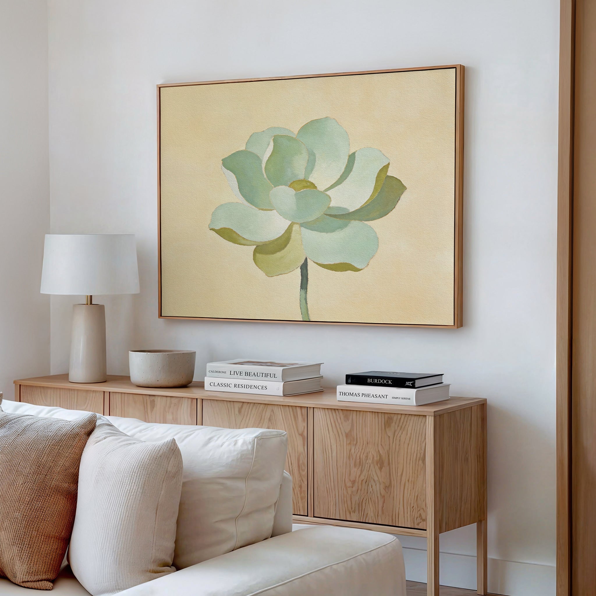 Whisper of Sage – green botanical canvas wall art print by Aspire Prints