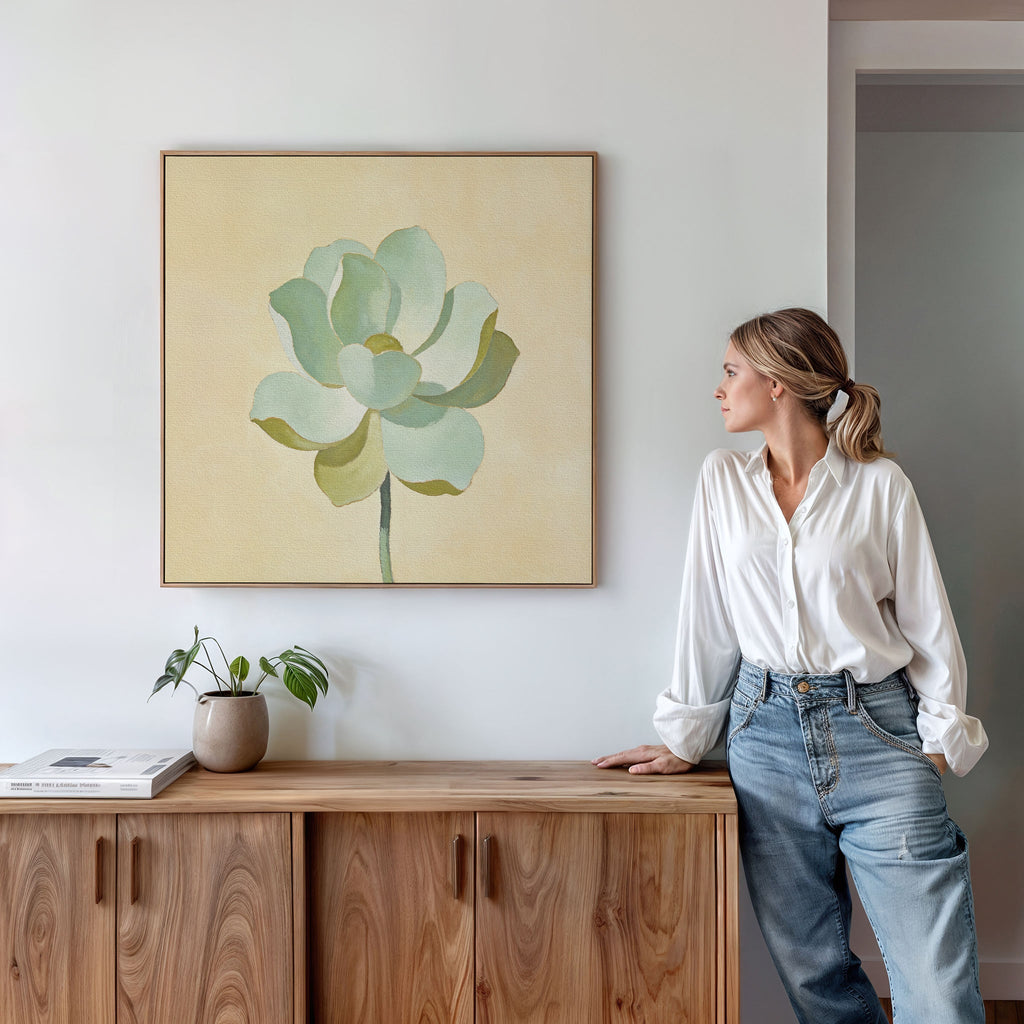 Whispers in Sage – green botanical canvas wall art print by Aspire Prints