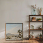 Joshua Tree Desert Canvas Art - Square – Oak Floating Frame in room setting