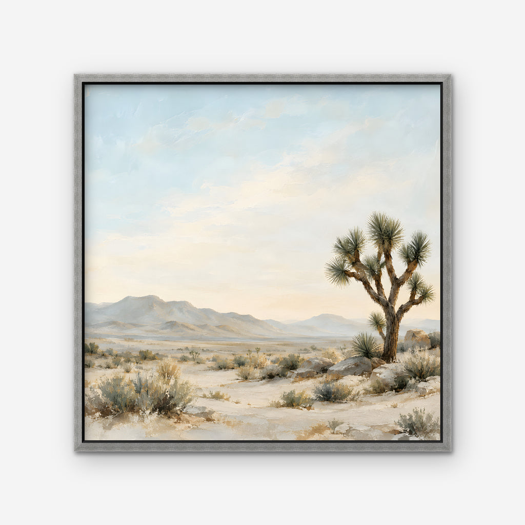 Joshua Tree Desert Canvas Art - Square – Silver Floating Frame on white background