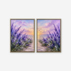 Lavender Sunset Canvas Art - Set of 2 – Gold Floating Frame on white background