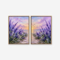 Lavender Sunset Canvas Art - Set of 2 – Oak Floating Frame on white background