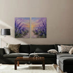 Lavender Sunset Canvas Art - Set of 2 – Stretched Canvas Only in room setting