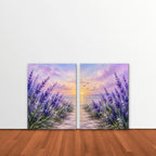 Lavender Sunset Canvas Art - Set of 2 – Stretched Canvas Only in room setting