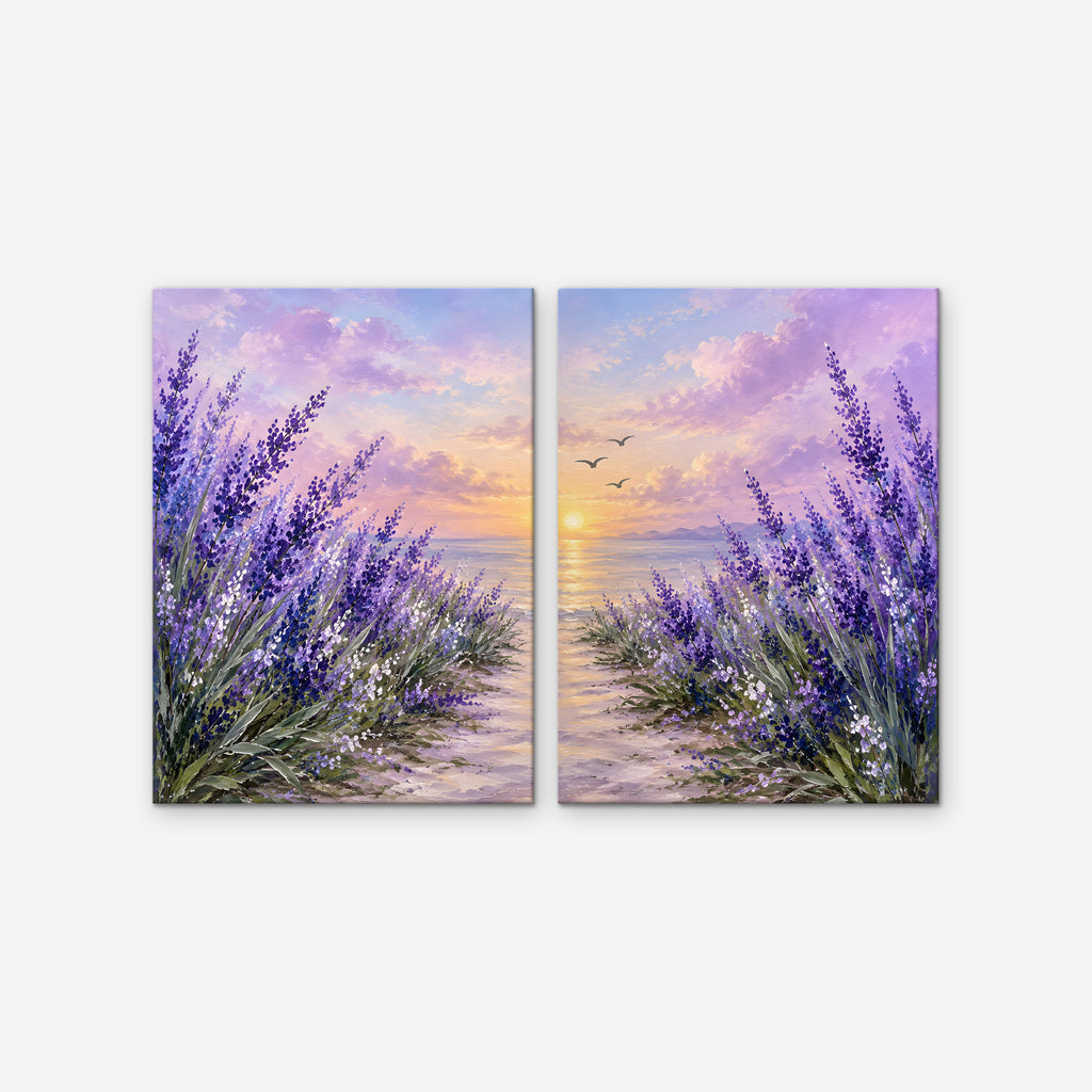 Lavender Sunset Canvas Art - Set of 2 – Stretched Canvas Only on white background