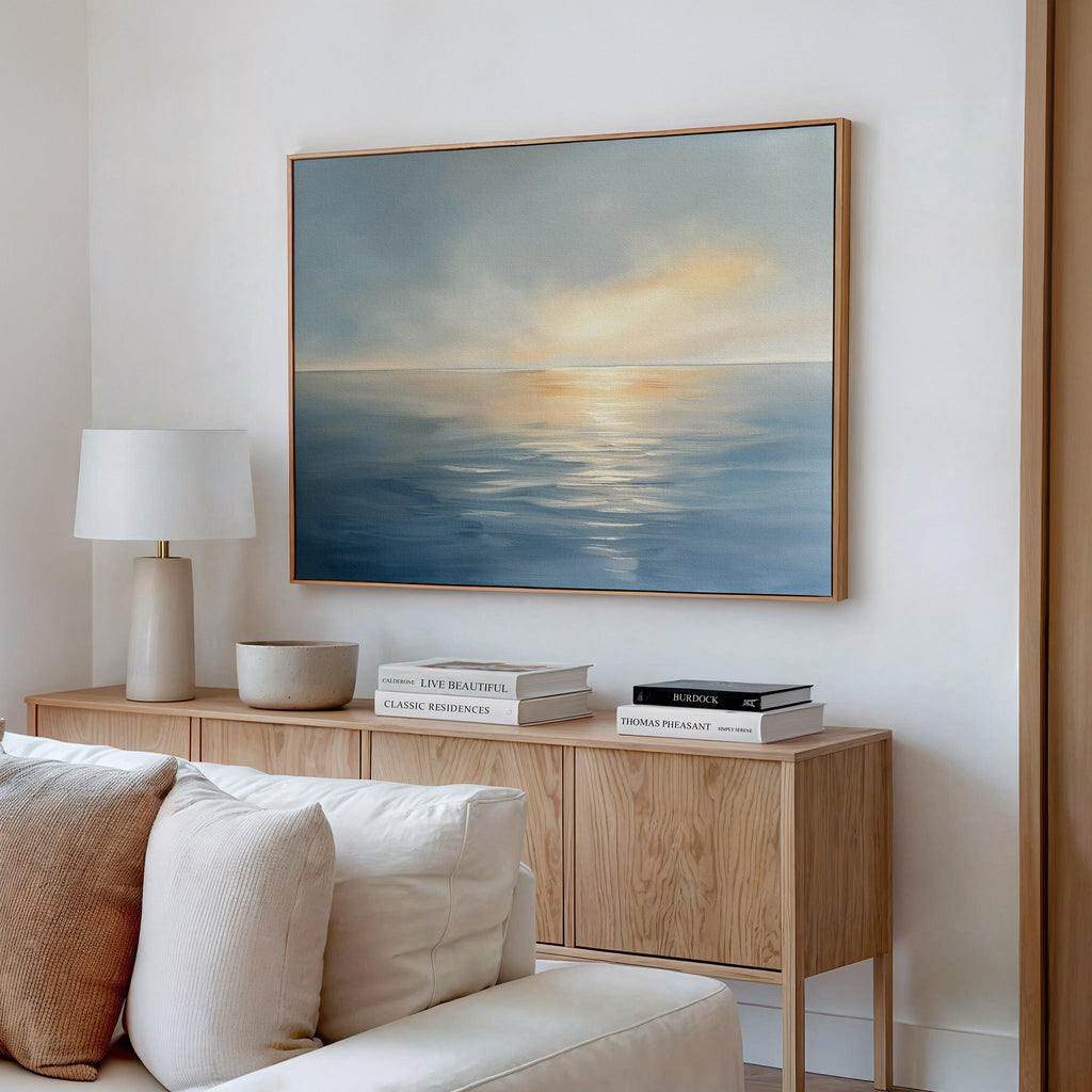 Whispers of the Tideline Canvas Print – blue coastal canvas wall art print by Aspire Prints