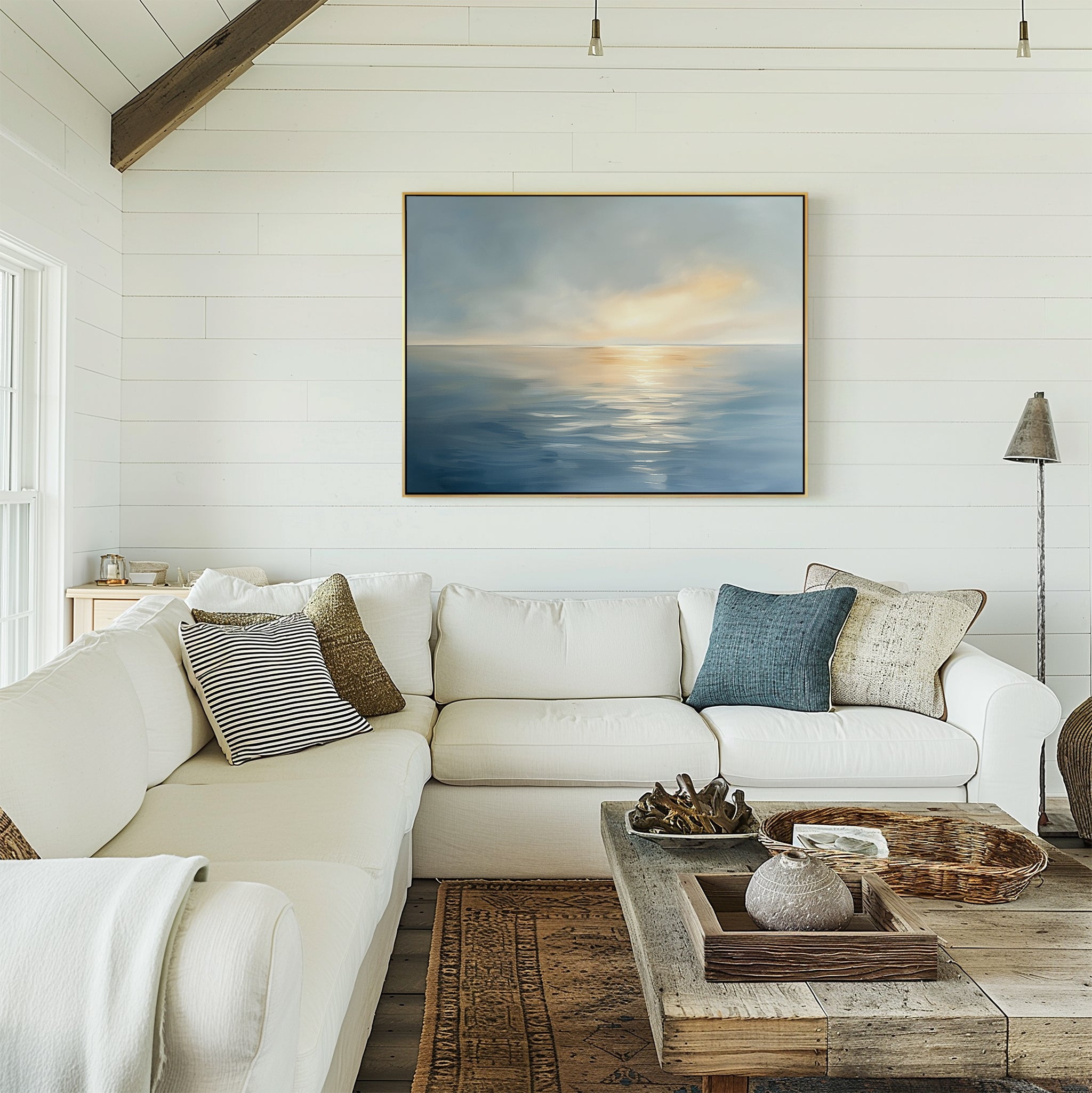 Whispers of the Tideline Canvas Print – blue coastal canvas wall art print by Aspire Prints