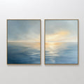 Whispering Tide & Amber Horizon – Set of 2 Canvas Prints set of 2 – blue coastal canvas wall art by Aspire Prints