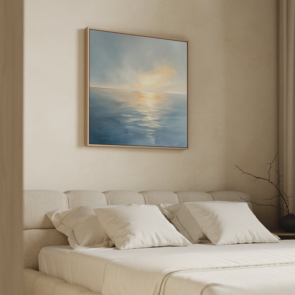 Tide of Quiet Light – blue coastal canvas wall art print by Aspire Prints