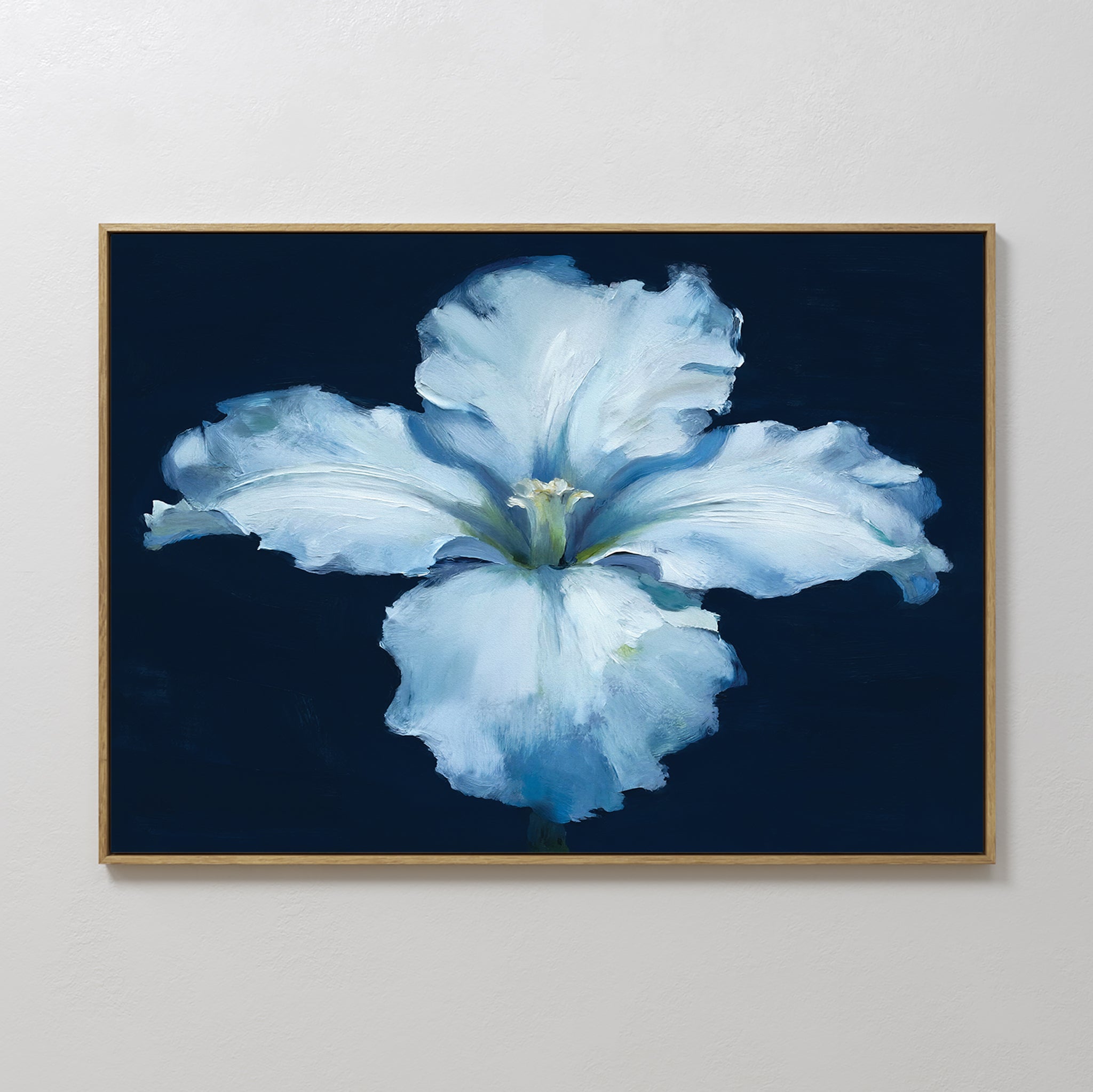Moonlit Iris Whisper – beige and white botanical canvas wall art print by Aspire Prints