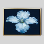 Moonlit Iris Whisper – beige and white botanical canvas wall art print by Aspire Prints