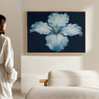 Moonlit Iris Whisper – beige and white botanical canvas wall art print by Aspire Prints