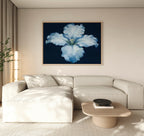 Moonlit Iris Whisper – beige and white botanical canvas wall art print by Aspire Prints