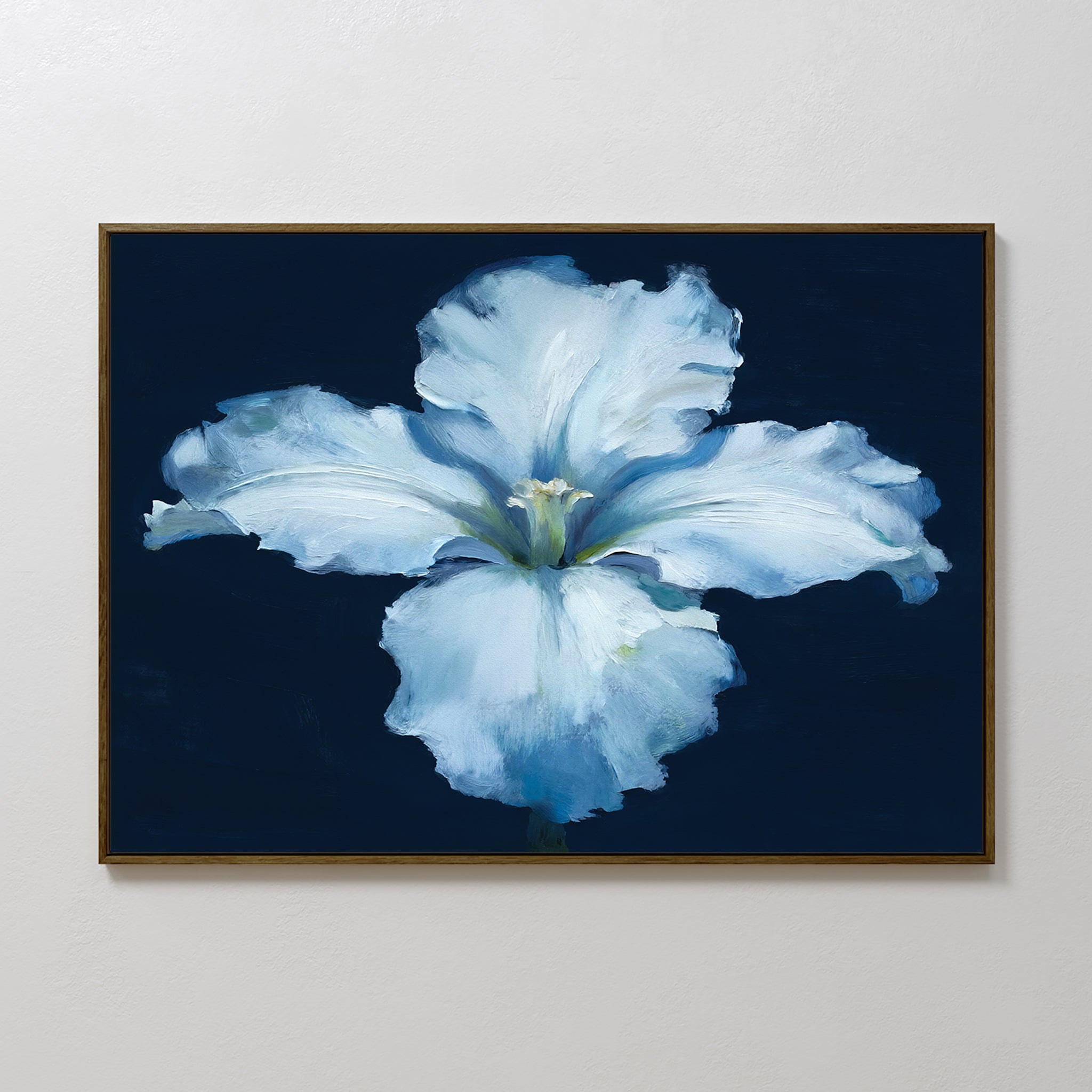 Moonlit Iris Whisper – beige and white botanical canvas wall art print by Aspire Prints