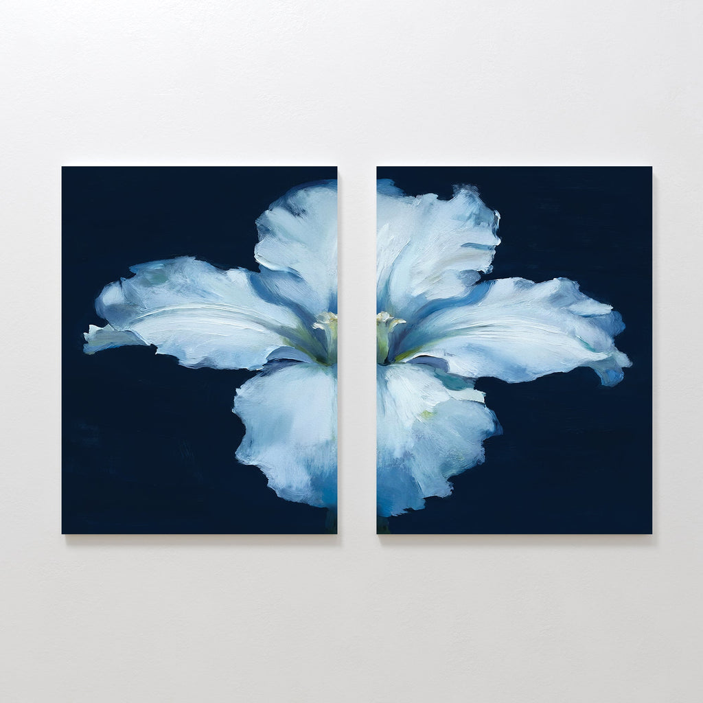 Midnight Bloom Whisper – Set of 2 Canvas Prints set of 2 – beige and white botanical canvas wall art by Aspire Prints