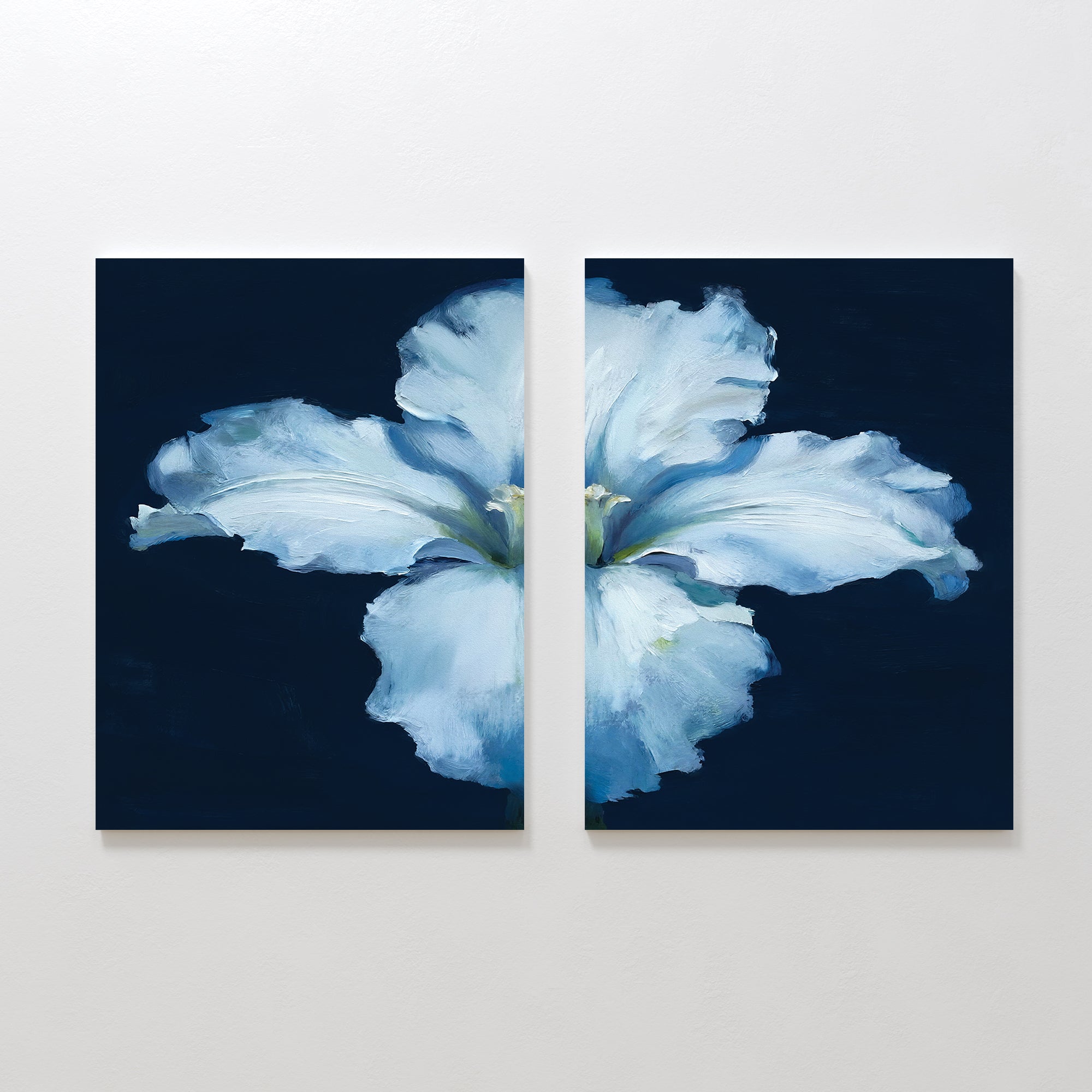 Midnight Bloom Whisper – Set of 2 Canvas Prints set of 2 – beige and white botanical canvas wall art by Aspire Prints