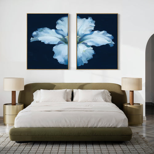 Midnight Bloom Whisper – Set of 2 Canvas Prints set of 2 – beige and white botanical canvas wall art by Aspire Prints