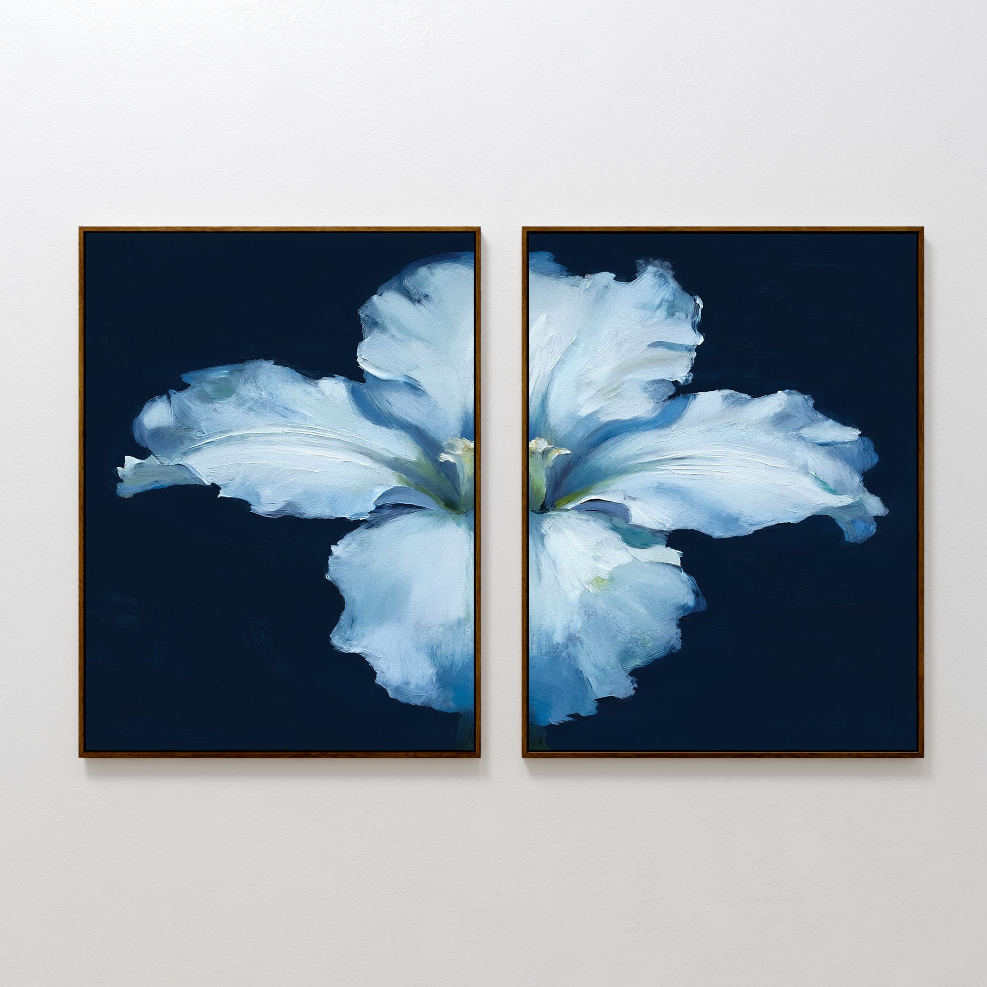 Midnight Bloom Whisper – Set of 2 Canvas Prints set of 2 – beige and white botanical canvas wall art by Aspire Prints