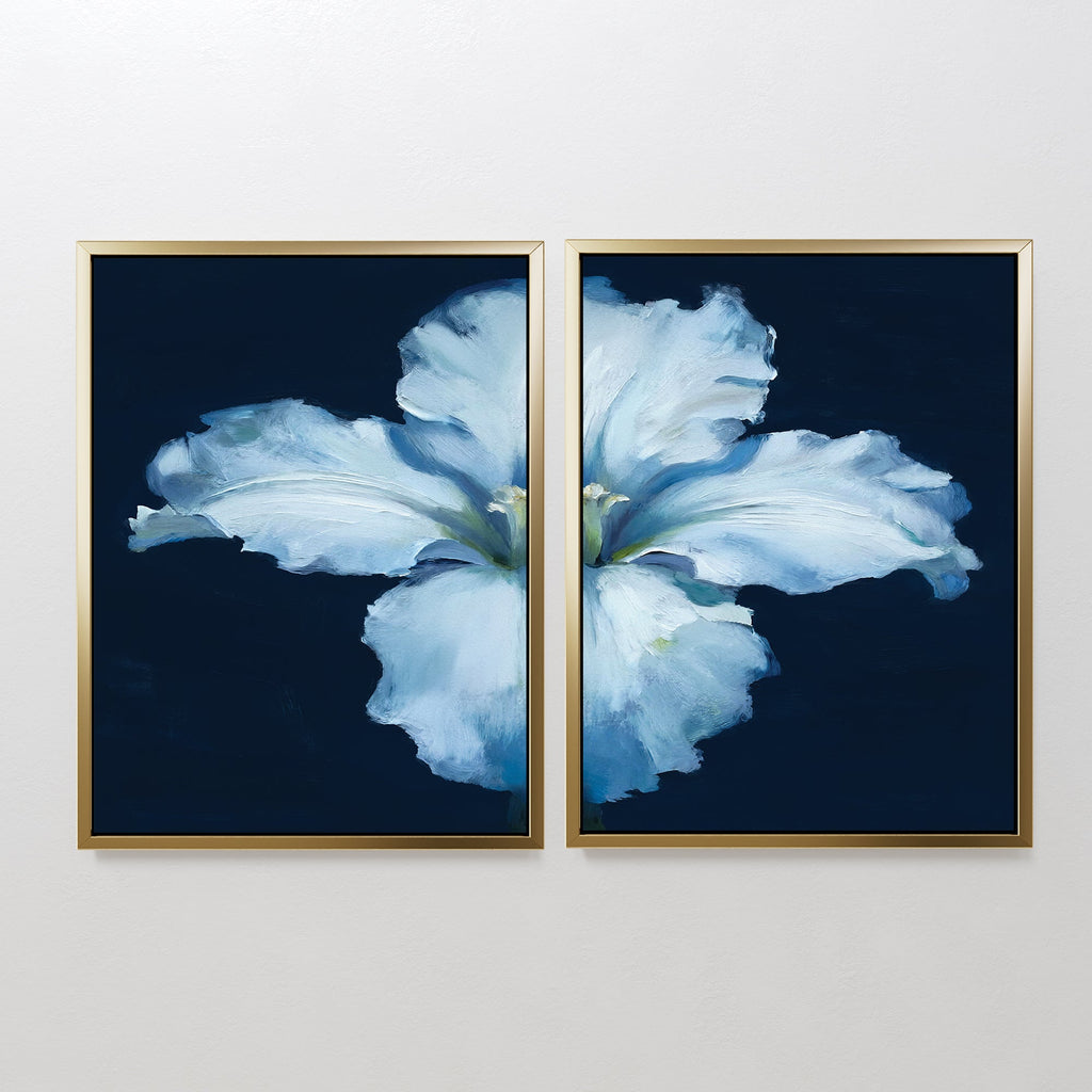Midnight Bloom Whisper – Set of 2 Canvas Prints set of 2 – beige and white botanical canvas wall art by Aspire Prints