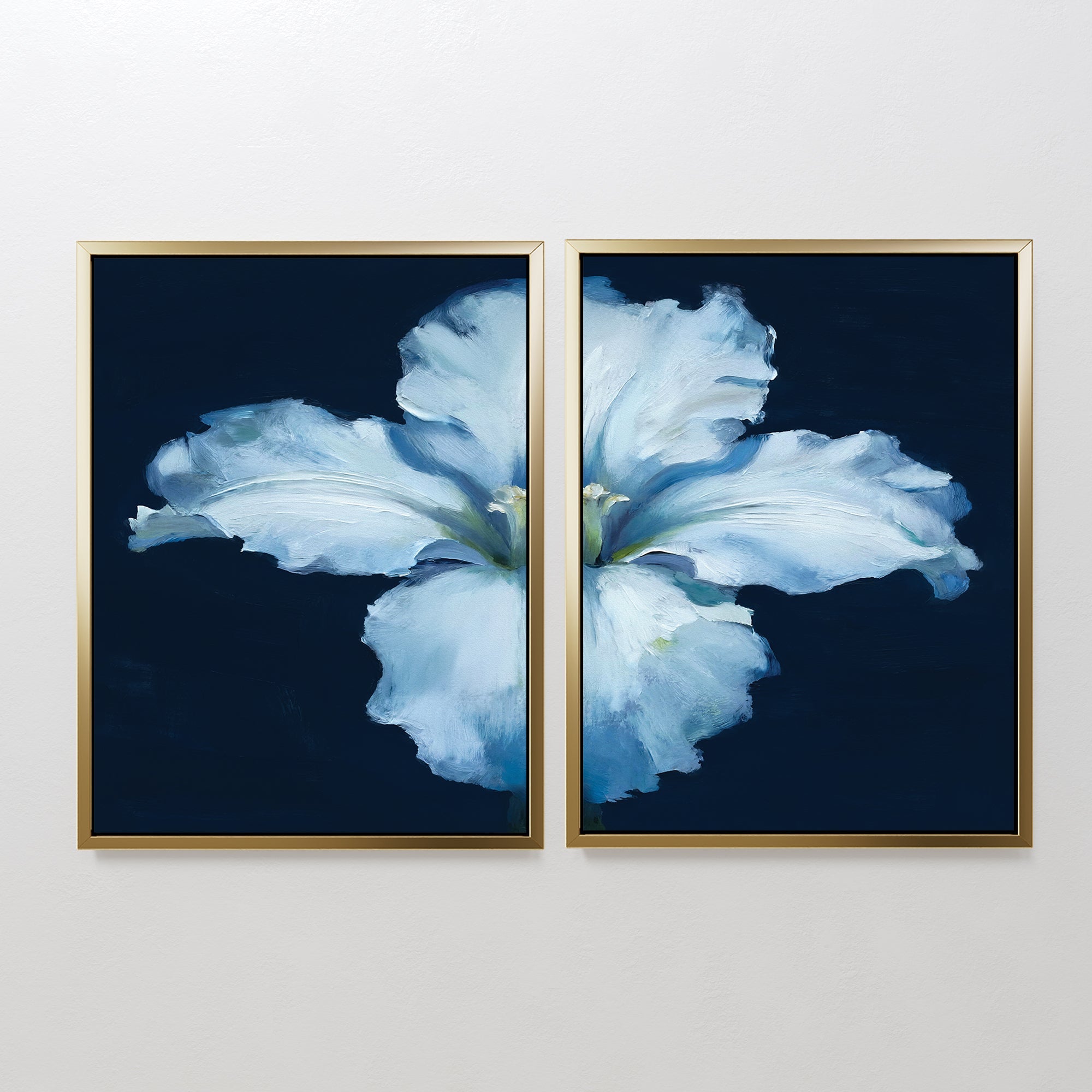 Midnight Bloom Whisper – Set of 2 Canvas Prints set of 2 – beige and white botanical canvas wall art by Aspire Prints