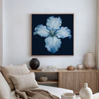 Moonlit Iris Whisper – beige and white botanical canvas wall art print by Aspire Prints