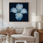 Moonlit Iris Whisper – beige and white botanical canvas wall art print by Aspire Prints