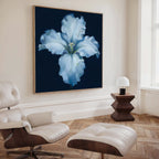 Moonlit Iris Whisper – beige and white botanical canvas wall art print by Aspire Prints
