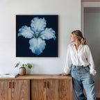 Moonlit Iris Whisper – beige and white botanical canvas wall art print by Aspire Prints