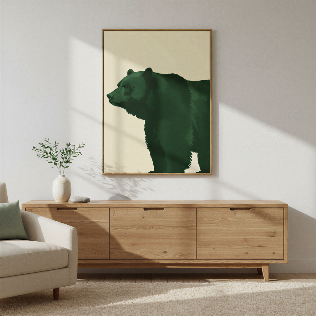 Sentinel of the Pinewood – green botanical canvas wall art print by Aspire Prints