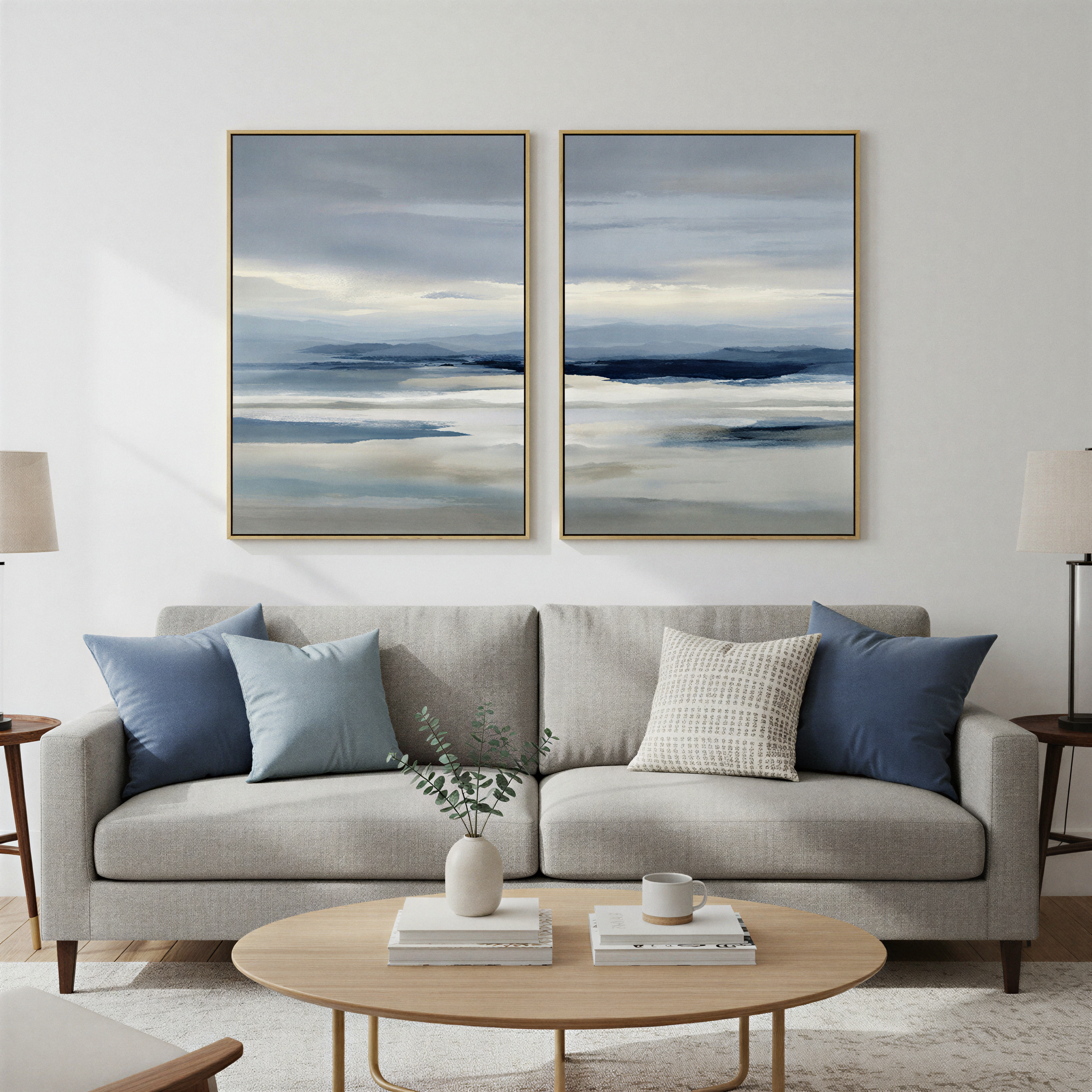 Whispering Ridges Diptych – Set of 2 Canvas Prints set of 2 – neutral-toned landscape canvas wall art by Aspire Prints