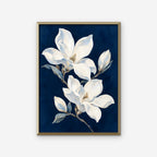 Magnolia Pair Canvas Art - Vertical – Gold Floating Frame on white background