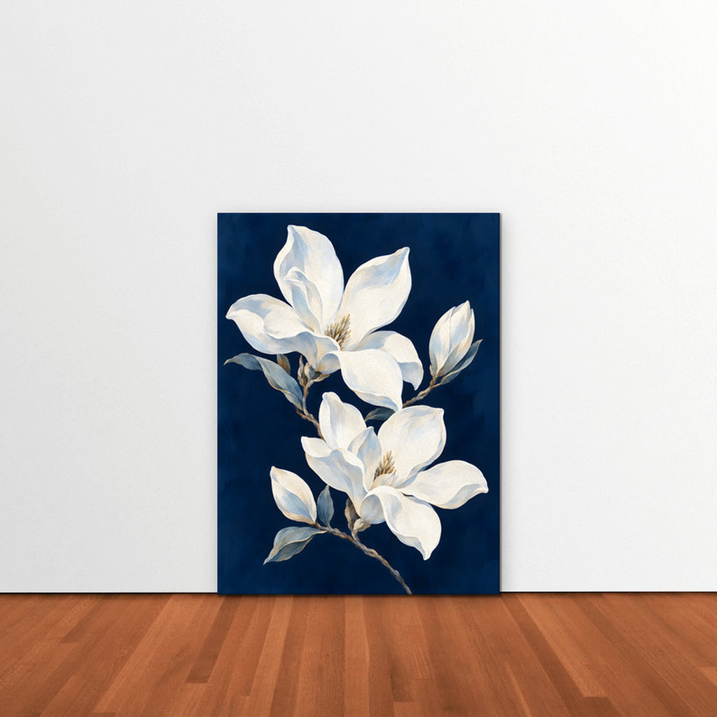 Magnolia Pair Canvas Art - Vertical – Stretched Canvas Only in room setting