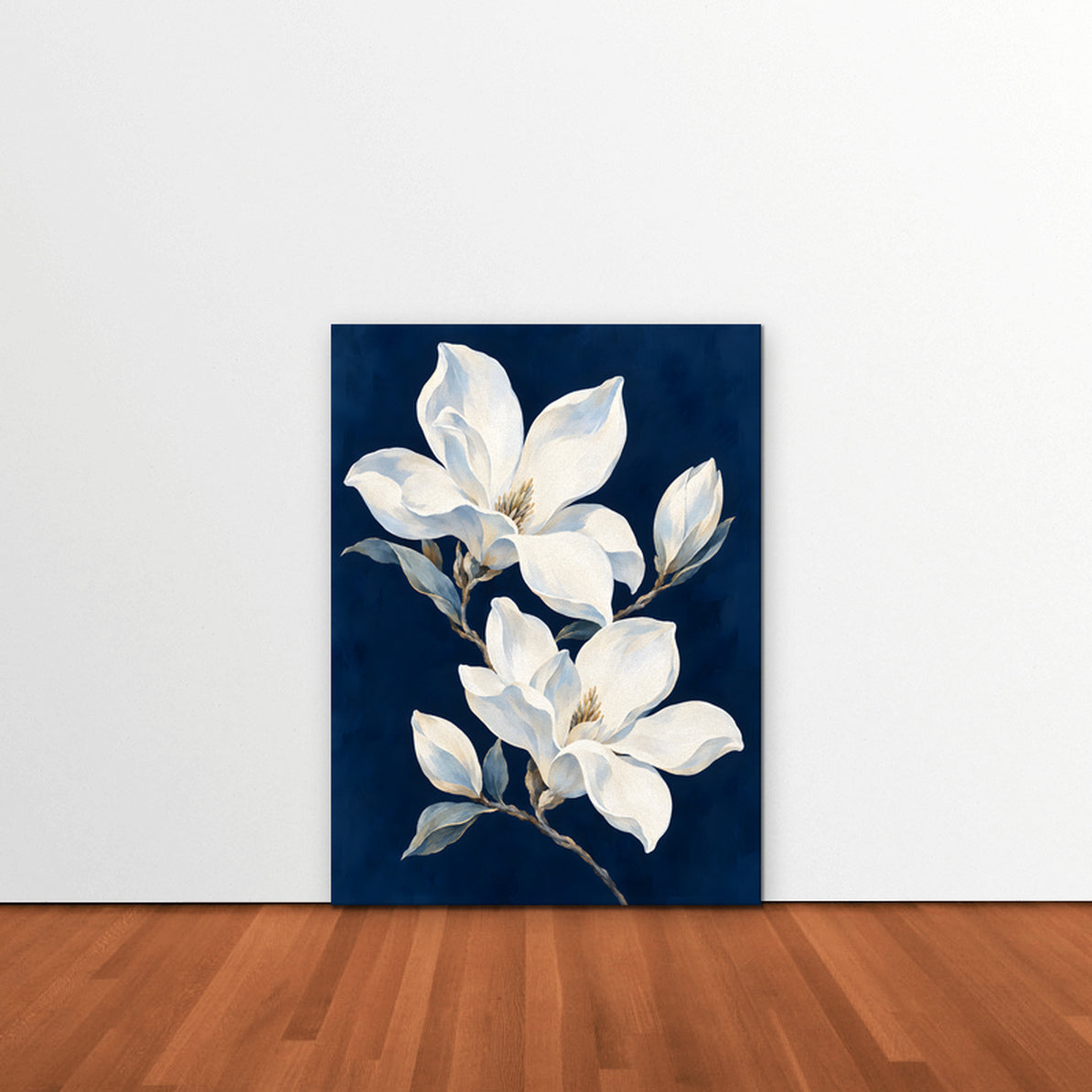 Magnolia Pair Canvas Art - Vertical – Stretched Canvas Only in room setting