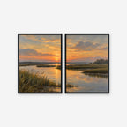 Marsh Sunset Canvas Art - Set of 2 – Black Floating Frame on white background