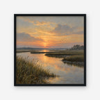 Marsh Sunset Canvas Art - Square – Black Floating Frame on white background