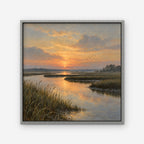 Marsh Sunset Canvas Art - Square – Silver Floating Frame on white background