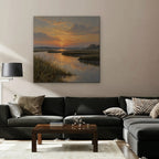 Marsh Sunset Canvas Art - Square – Stretched Canvas Only in room setting