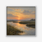 Marsh Sunset Canvas Art - Square – White Floating Frame on white background