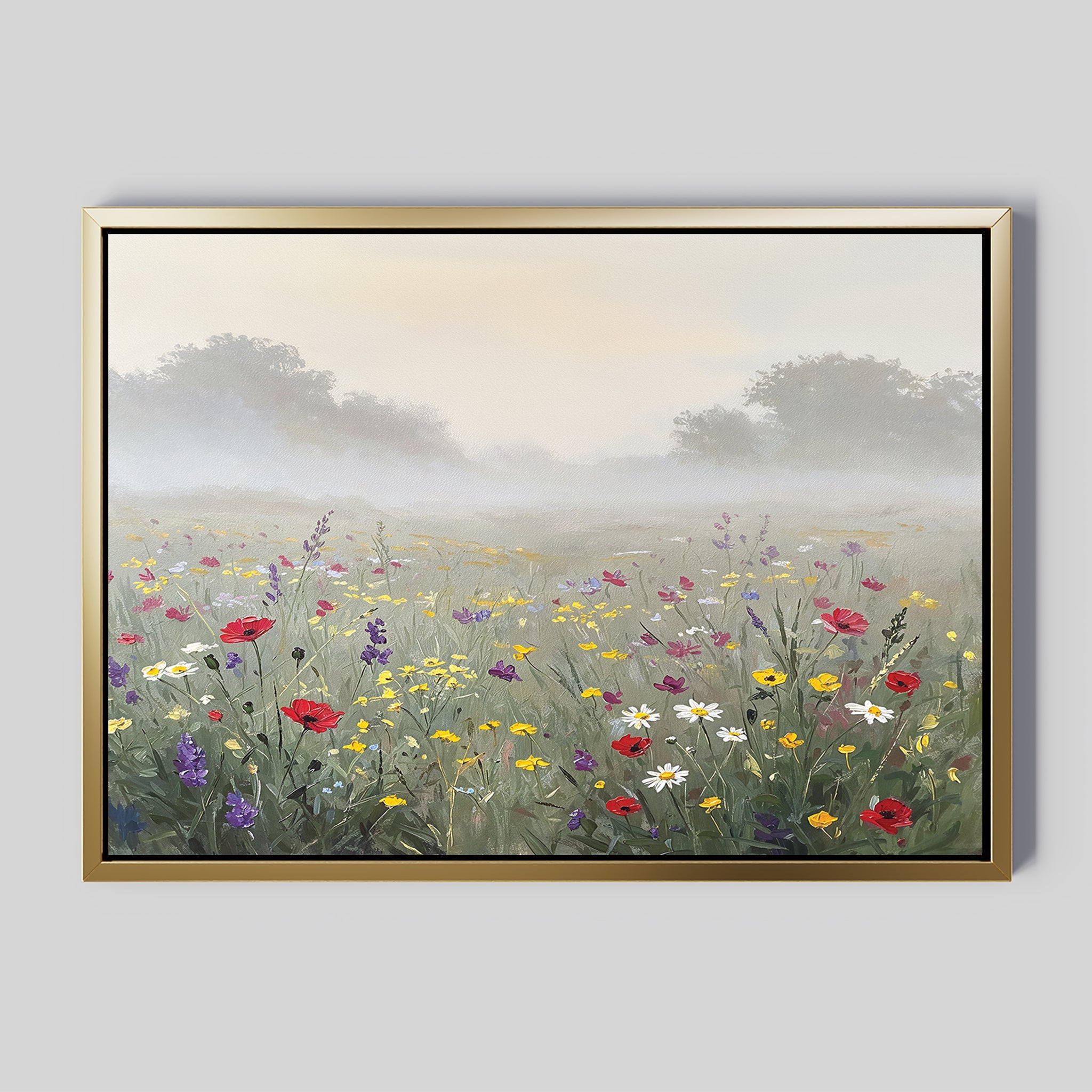 Whispers Through the Wildflowers Canvas Print – green botanical canvas wall art print by Aspire Prints