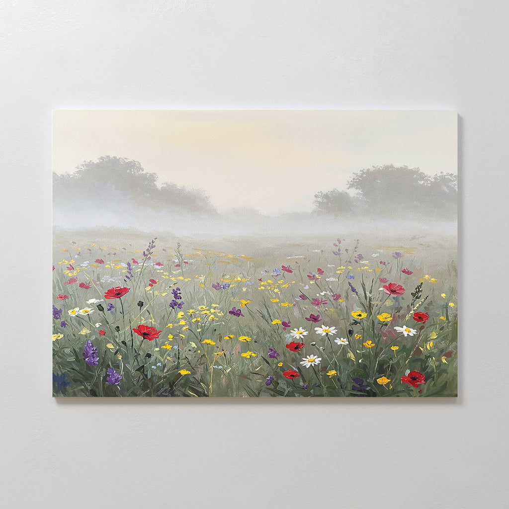 Whispers Through the Wildflowers Canvas Print – green botanical canvas wall art print by Aspire Prints