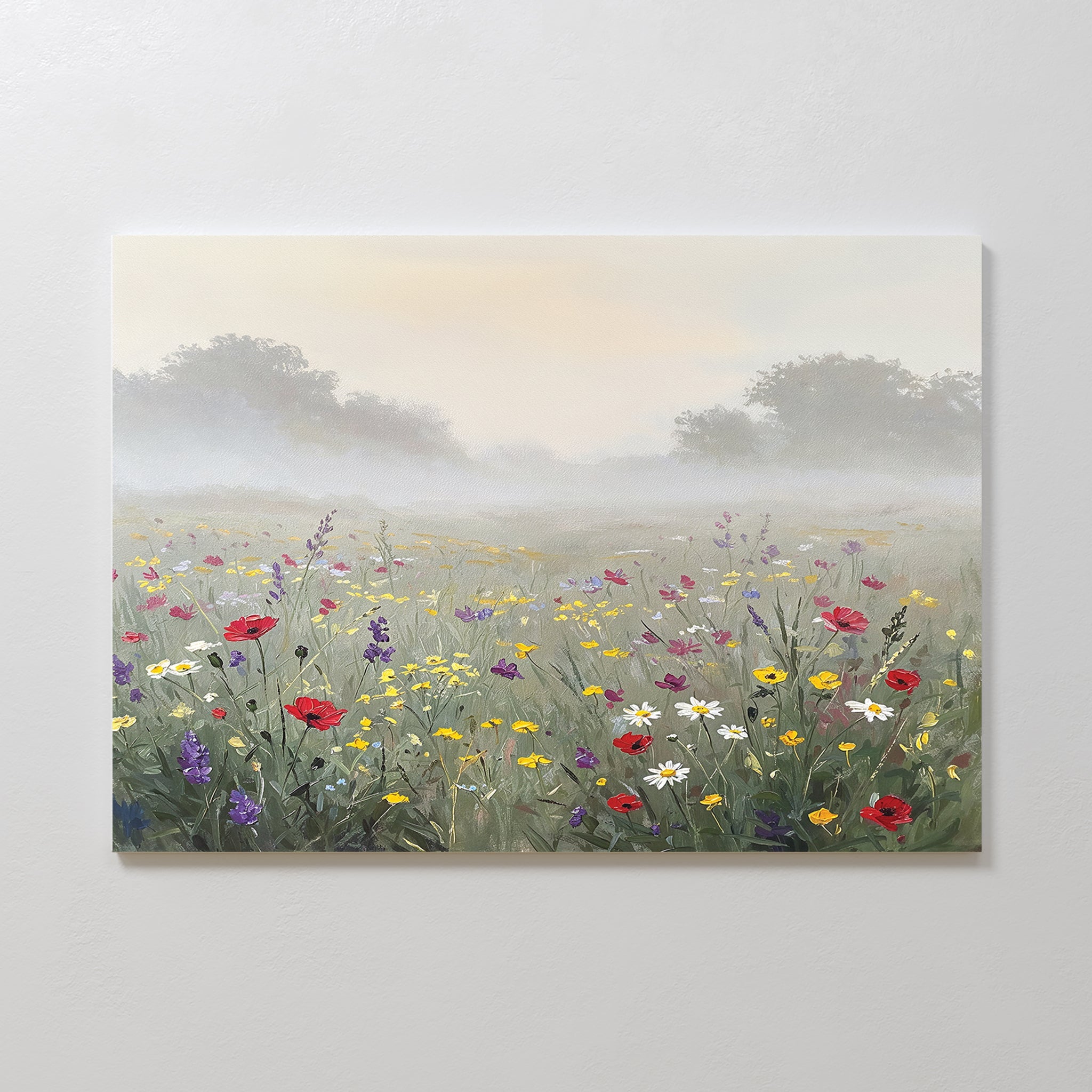 Whispers Through the Wildflowers Canvas Print – green botanical canvas wall art print by Aspire Prints