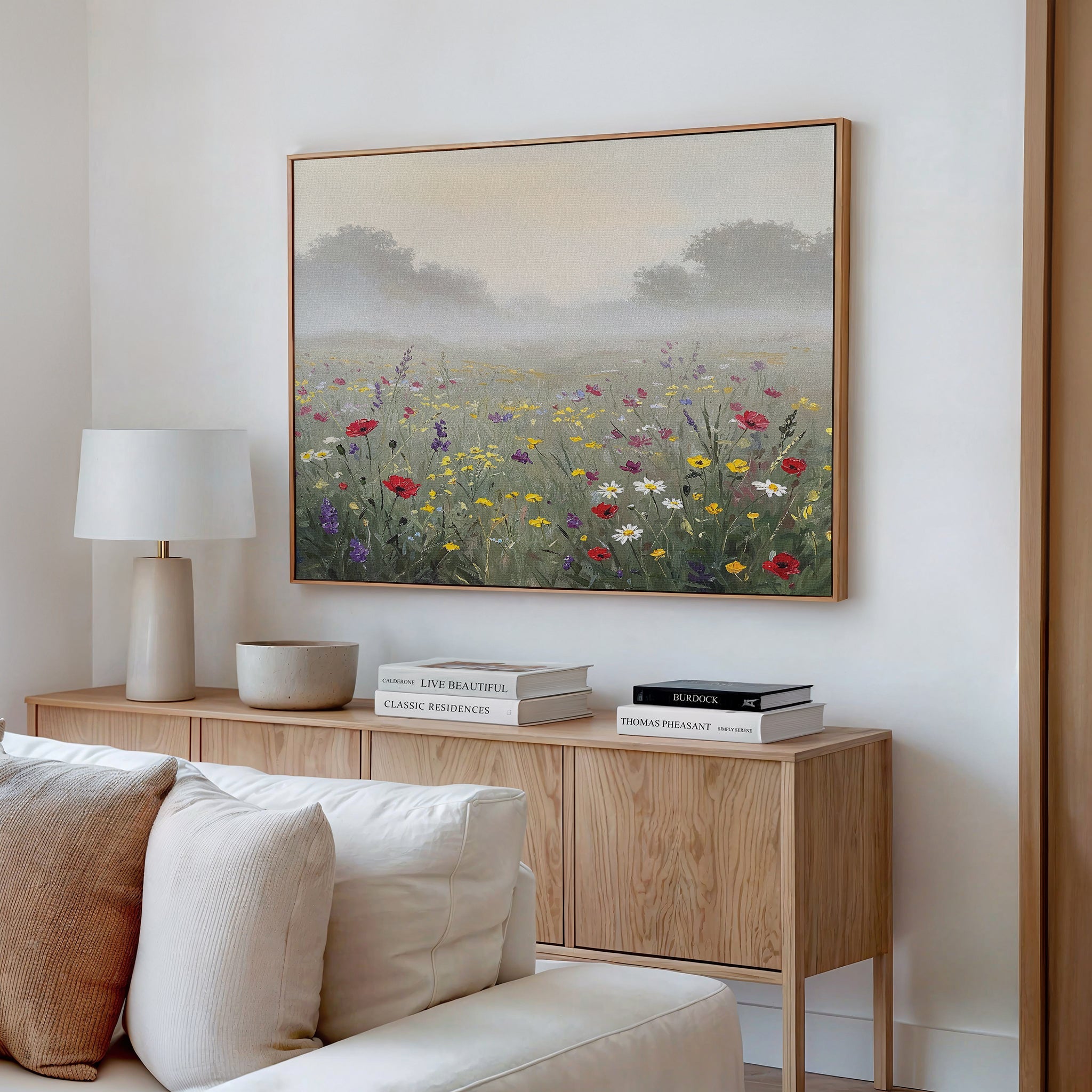 Whispers Through the Wildflowers Canvas Print – green botanical canvas wall art print by Aspire Prints