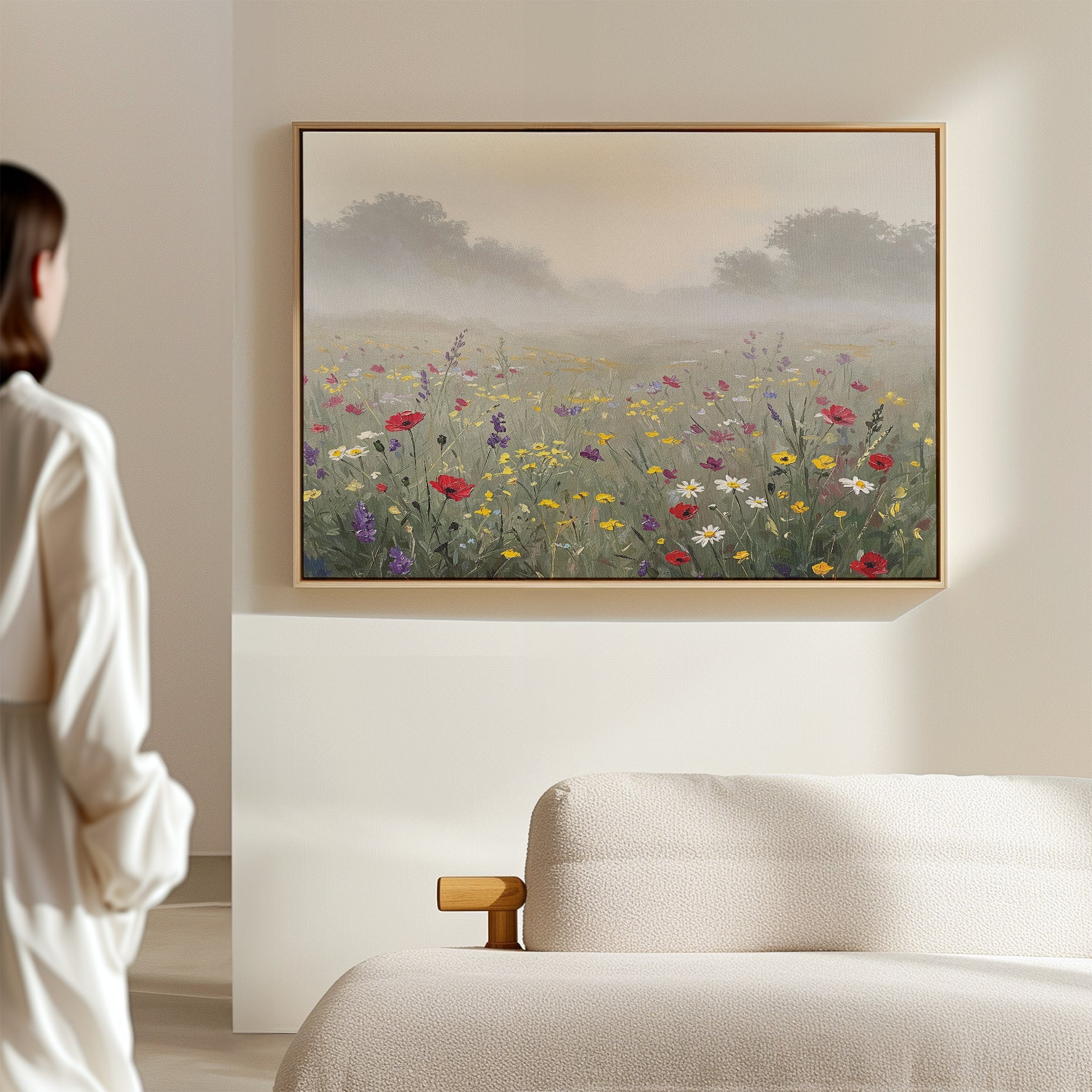 Whispers Through the Wildflowers Canvas Print – green botanical canvas wall art print by Aspire Prints