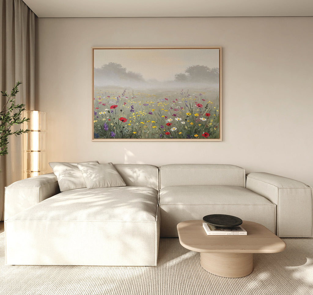 Whispers Through the Wildflowers Canvas Print – green botanical canvas wall art print by Aspire Prints