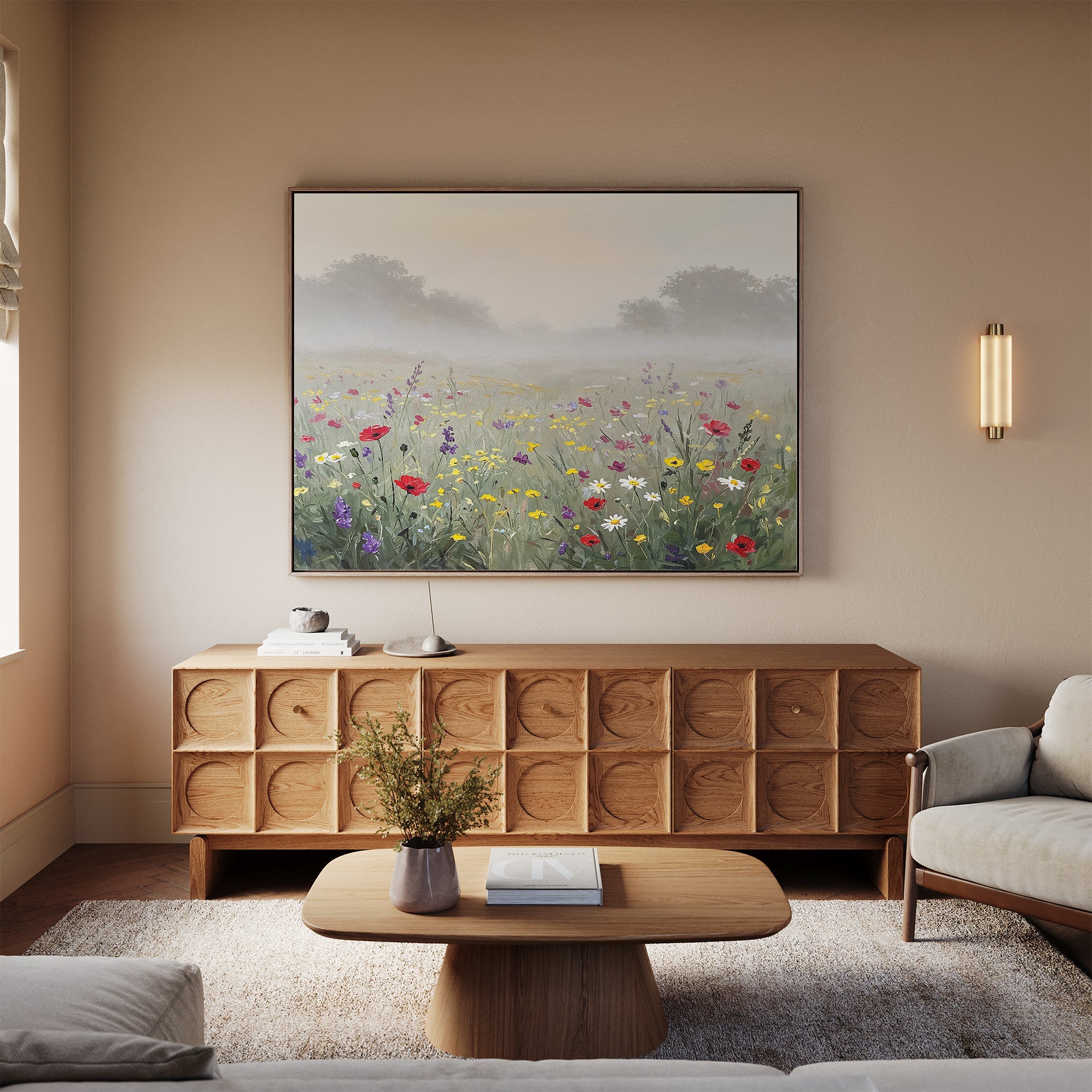 Whispers Through the Wildflowers Canvas Print – green botanical canvas wall art print by Aspire Prints