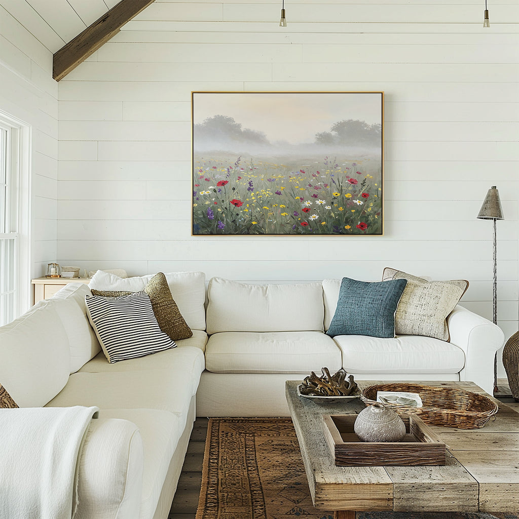 Whispers Through the Wildflowers Canvas Print – green botanical canvas wall art print by Aspire Prints
